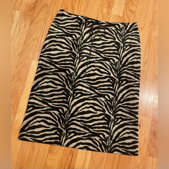 Vintage 90s Betsey Johnson Cream & Black Zebra Print Fur Skirt - Picture 1 of 8